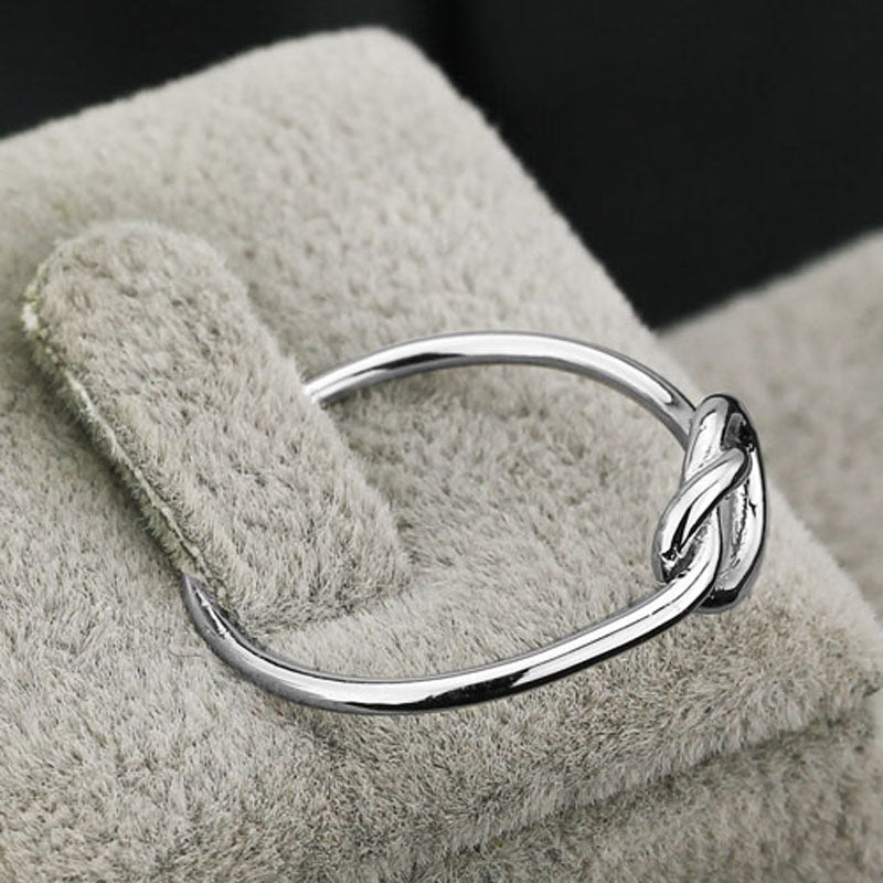 Genuine 925 Sterling Silver Best Gifts For Girl Women Jewelry Bands Knot Ring