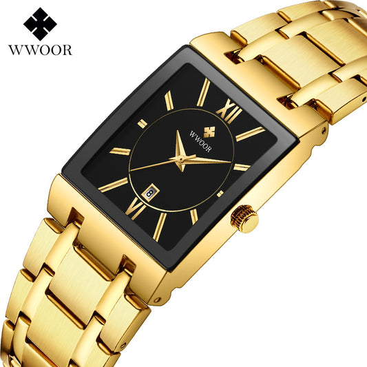 Fully Automatic Non-Mechanical Square Men's Steel Band Quartz Watch Waterproof Watch