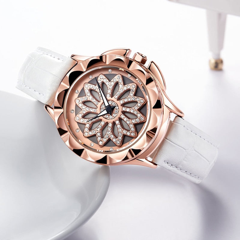 Fashion Women Watches 2019 Best Sell Rotated Dial Clock Luxury Rose Gold Women's Quartz Wrist Watches 2019 New Relogio Feminino