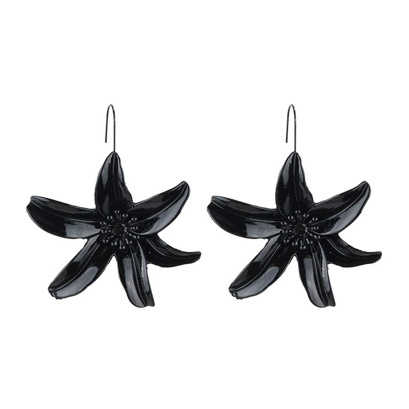 Best lady Hot Metal Flower Drop Dangle Earrings For Women Punk Wedding Party Fashion Pendant Earring Charm Trendy Jewelry