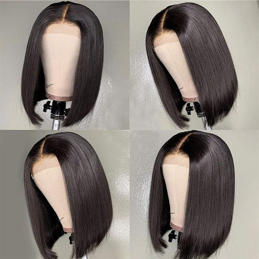 Wig Chemical Fiber High Temperature Silk Front Lace Wig Headgear Human Hair Wigs For Black Women Middle Part BOB