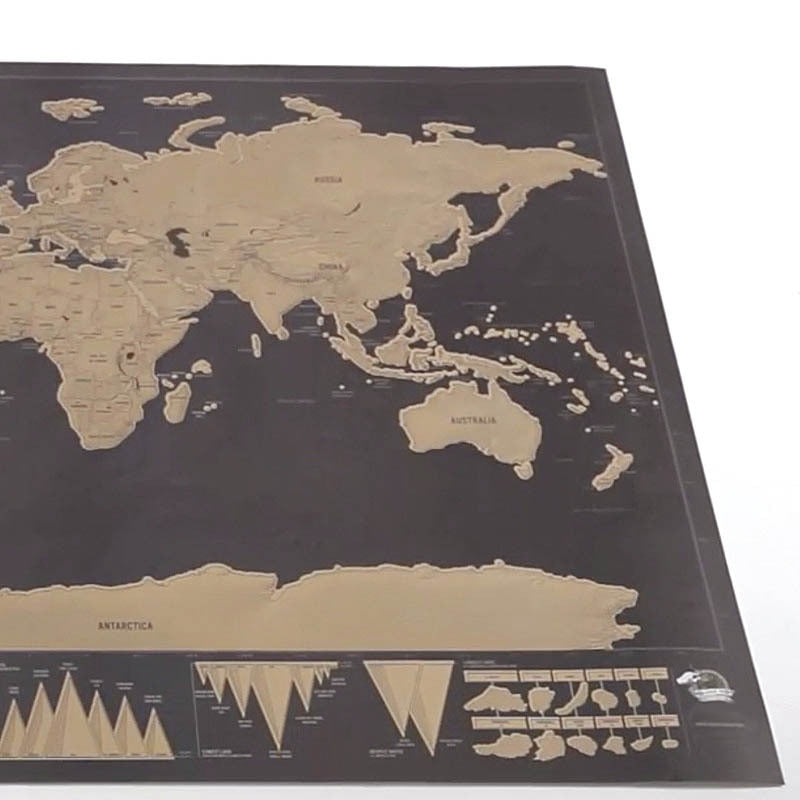 Deluxe Black Scratch Off Map World Map Best Decor School Office Stationery Supplies