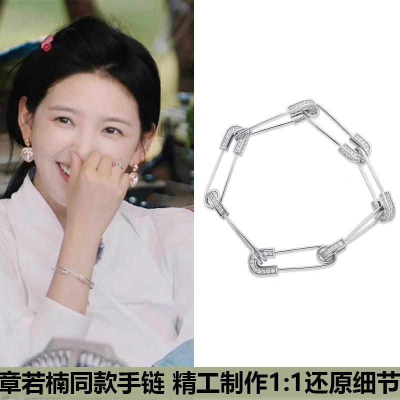 New Style Bracelet Personality Small Number Simple Pin Paper Clip Diamond Bracelet