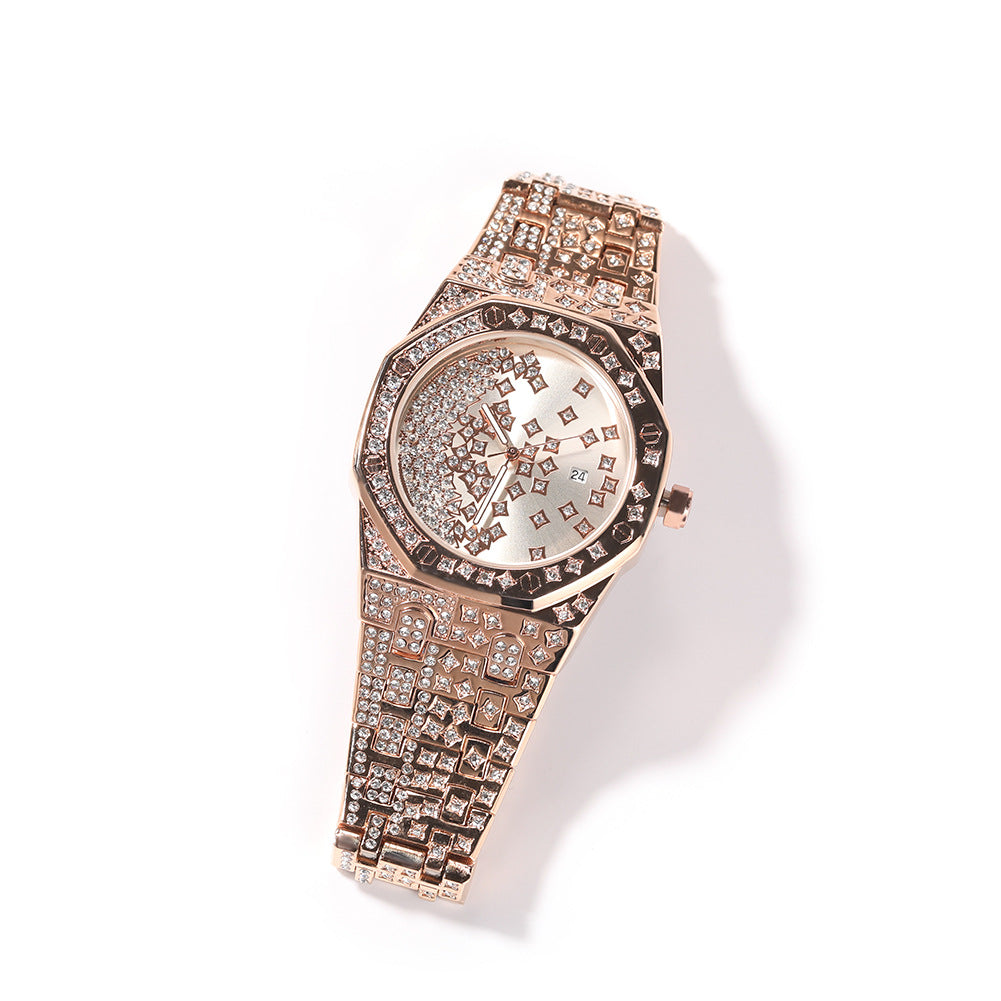 New Diamond-Studded Star Men's Watch Personality Gypsophila Large Dial Fashion Casual Quartz Watch