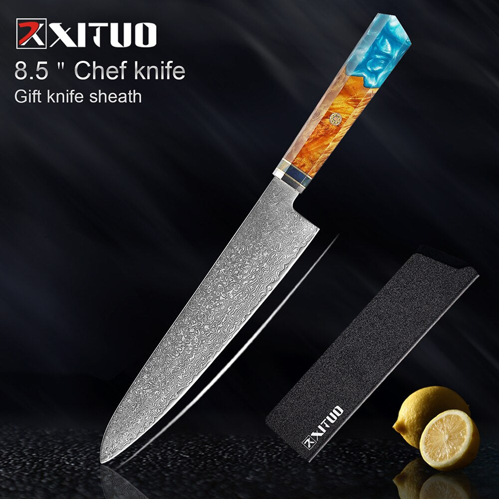 XITUO Damascus Knife Set Kitchen Knife Damascus Steel VG10 Chef Knife Santoku Knives Japanese Knife Home kitchen tools best gift