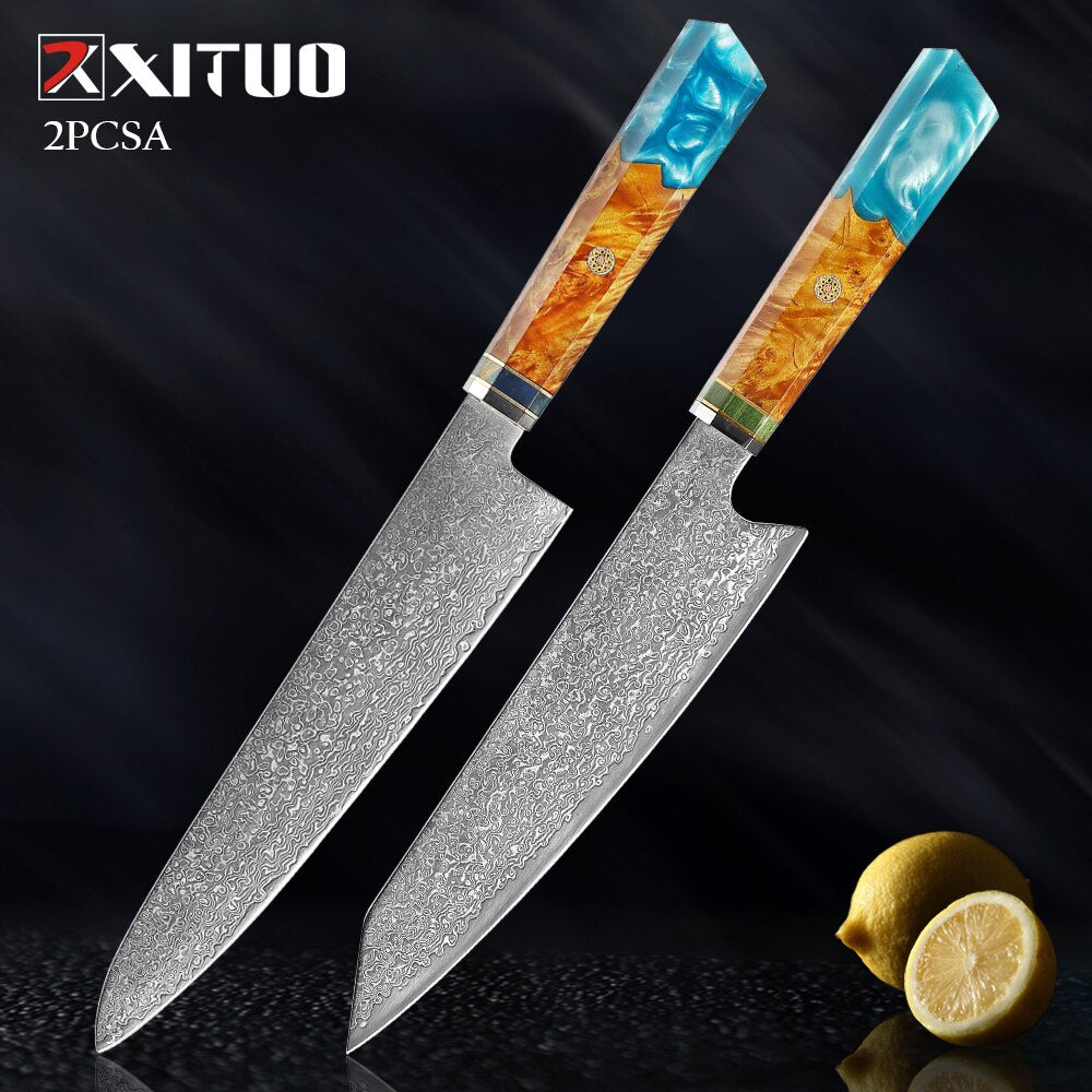 XITUO Damascus Knife Set Kitchen Knife Damascus Steel VG10 Chef Knife Santoku Knives Japanese Knife Home kitchen tools best gift