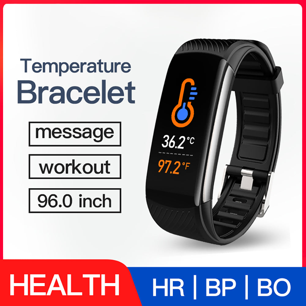 C6T Temperature Measurement Smart Bracelet Blood Pressure Heart Rate Meter Pedometer Watch Sports Bracelet