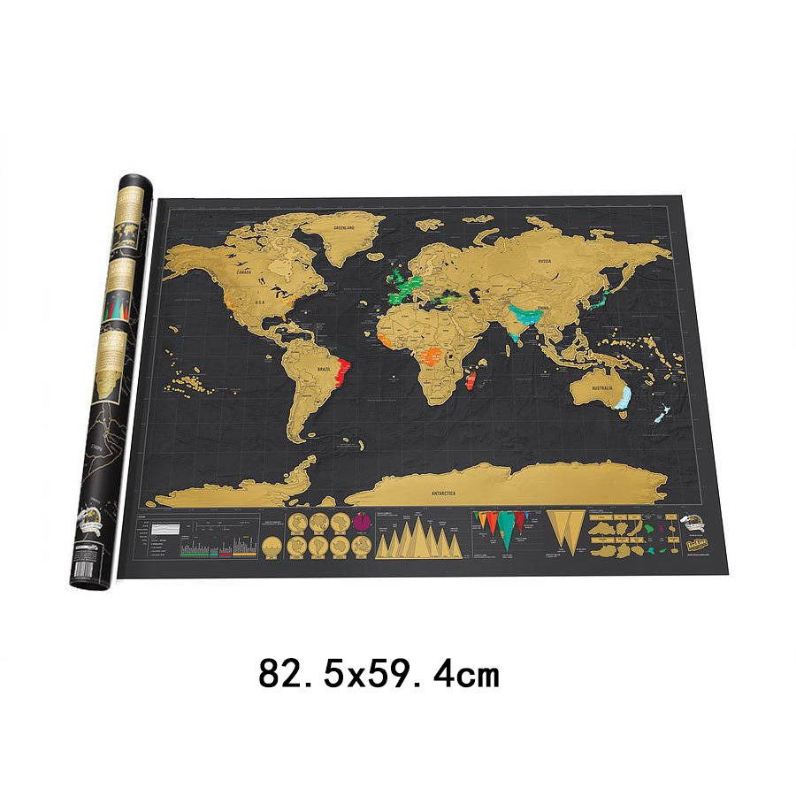 Deluxe Black Scratch Off Map World Map Best Decor School Office Stationery Supplies