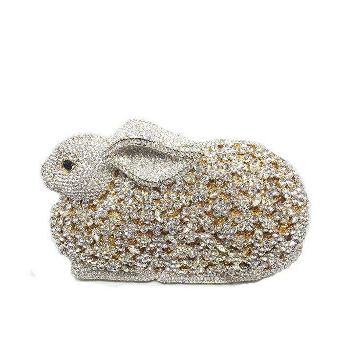 Women Bag Luxury Rabbit Bunny Women Gold Crystal Minaudiere Clutch Evening Bag Diamond Wedding Party Bridal Animal Handbag Purse