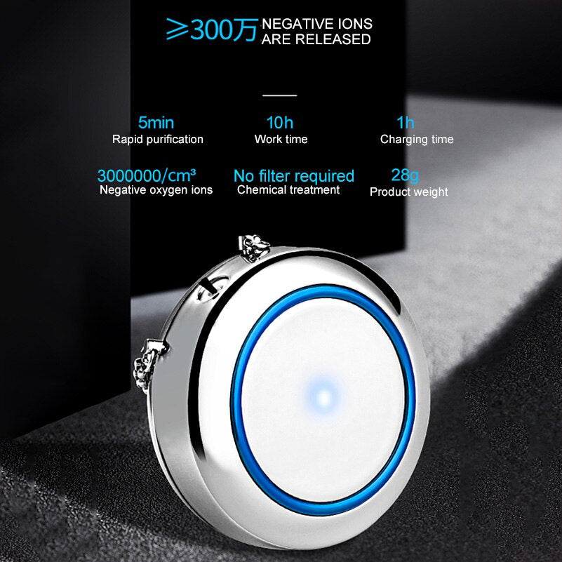 Necklace Air Purifier Pendant Negative Ion Air Cleaner USB Filter PM2.5 Secondhand Smoke Bacterial Formaldehyde Purifier