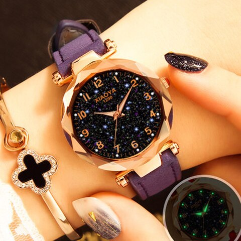 Women Watches  Best Sell Star Sky Dial Clock Luxury Rose Gold Women's Bracelet Quartz Wrist Watches New