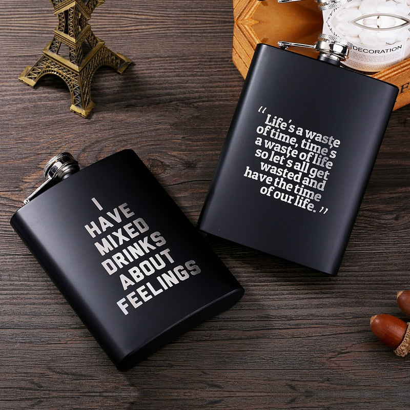 Mini Portable 8OZ Hip Flask Stainless Steel Bottle Lot Black Matte Does Not Fade Flask for Alcohol Rum Whiskey Best Men Gift Set