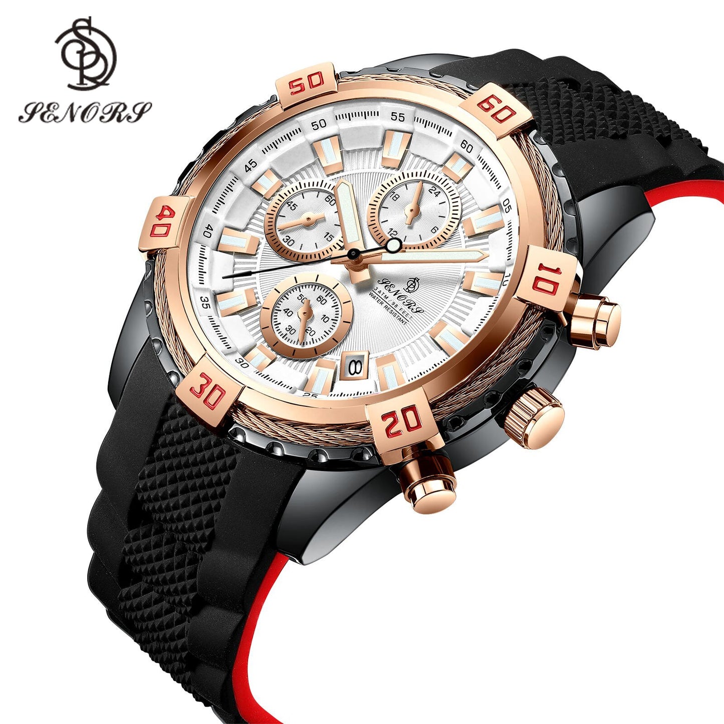 Senors men watch Top Brand  Casual Sport Watches for Men Blue Luxury Silicon  Wrist Watch Man Clock Fashion Chronograph