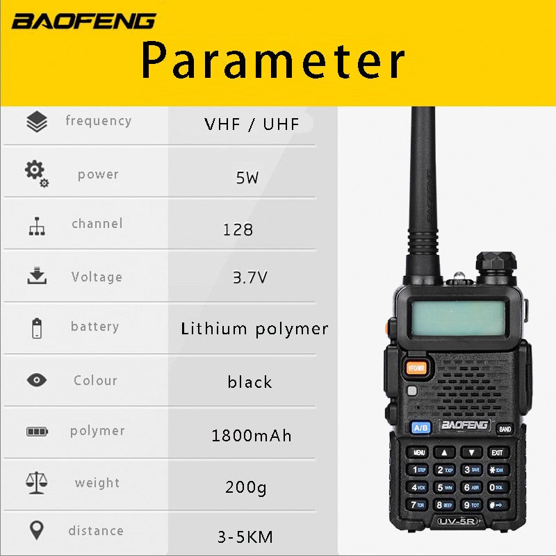 BaoFeng UV-5R Walkie Talkie Professional CB Radio Baofeng UV5R Transceiver 128CH 5W VHF&UHF Handheld UV 5R For Hunting Radio