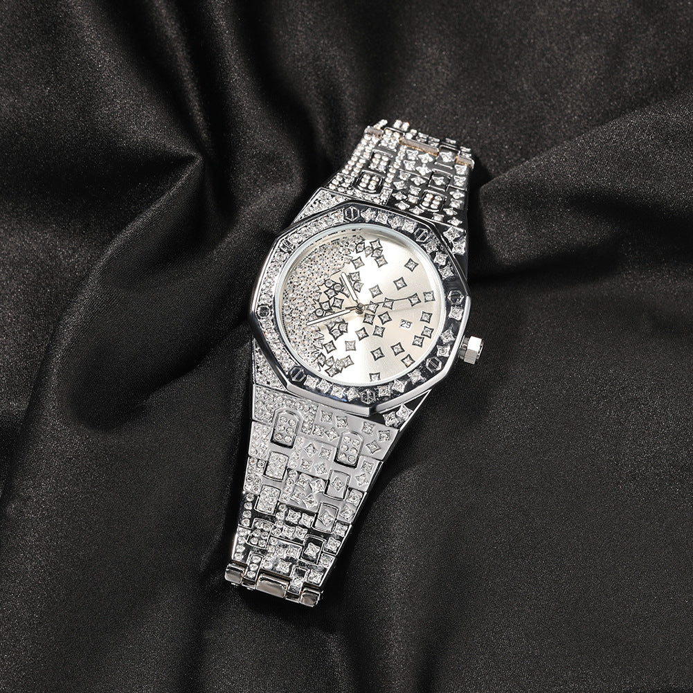 New Diamond-Studded Star Men's Watch Personality Gypsophila Large Dial Fashion Casual Quartz Watch