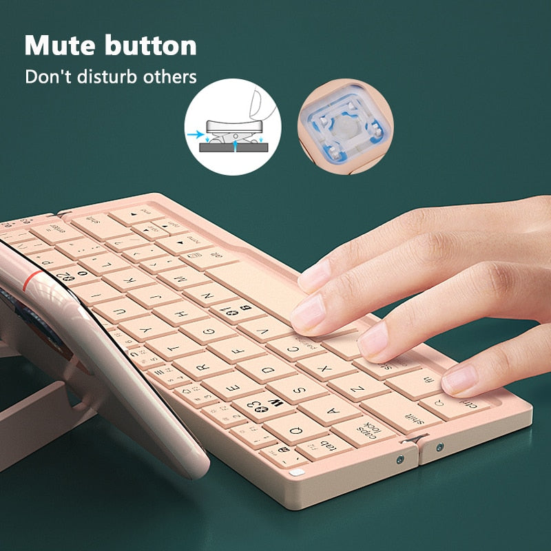 Mini Folding Keyboard Wireless Bluetooth-compatible Keyboard Foldable Keypad For Laptop Windows Android Tablet ipad Phone