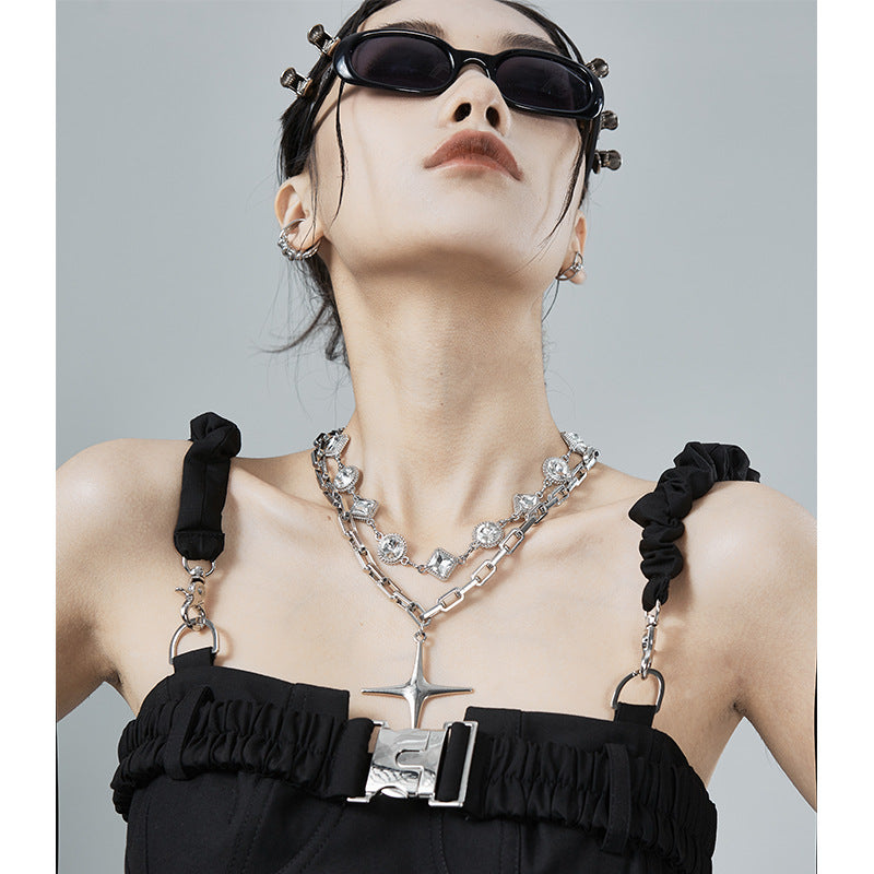 Sugarboo Sweet Not Original Niche Design High Quality Cross Multi Layer Necklace Decoration Pendant Female Chain