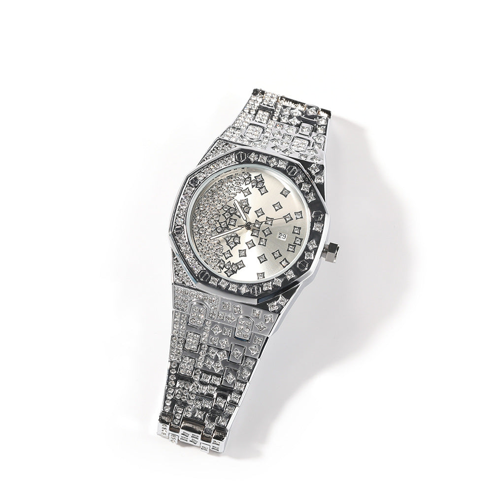 New Diamond-Studded Star Men's Watch Personality Gypsophila Large Dial Fashion Casual Quartz Watch