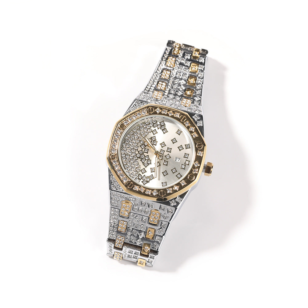 New Diamond-Studded Star Men's Watch Personality Gypsophila Large Dial Fashion Casual Quartz Watch