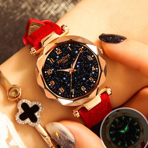 Women Watches  Best Sell Star Sky Dial Clock Luxury Rose Gold Women's Bracelet Quartz Wrist Watches New