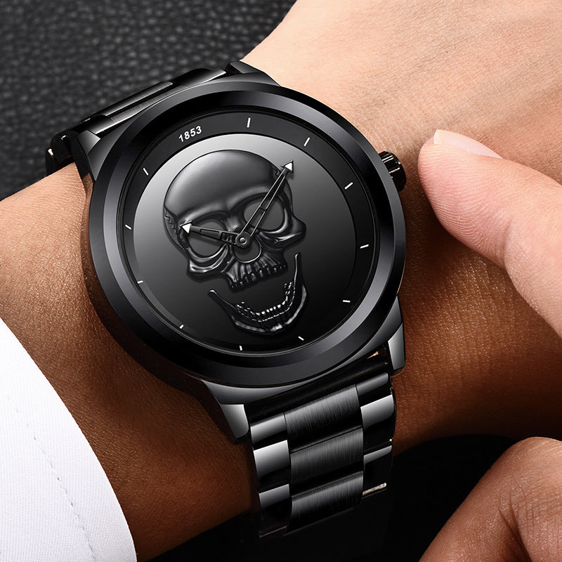 LIGE Simple Skull Stereoscopic Watch