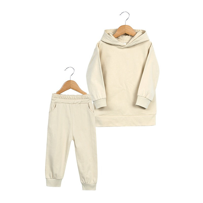 Thickened Autumn And Winter Clothing Children's Sports Suit Casual Pullover Hooded Sweater Trousers Two-Piece Set