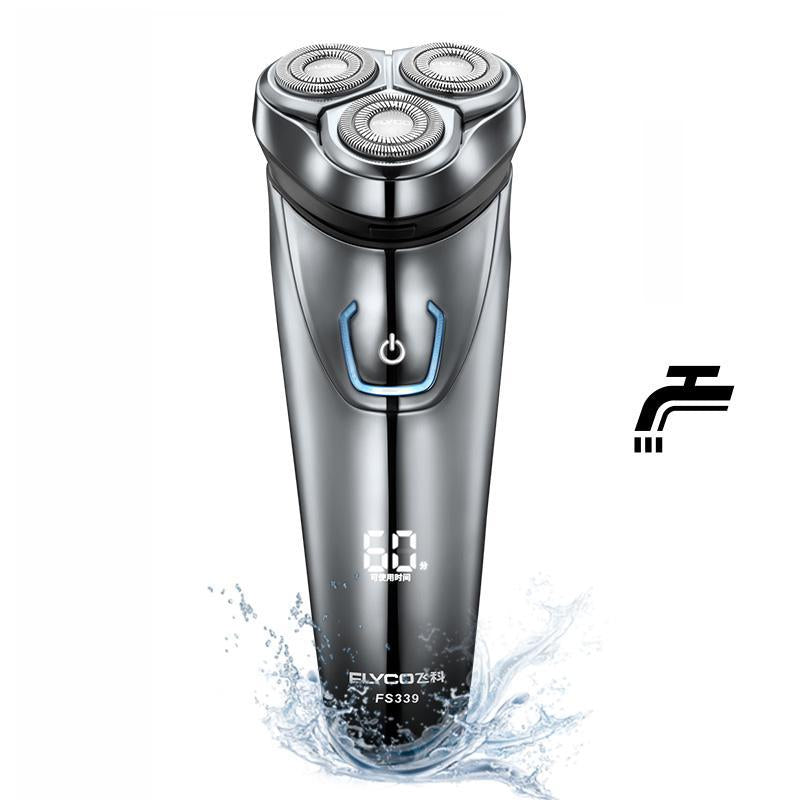 FLYCO Washable Rechargeable Rotary Men's Electric Shaver Razor with 3D Floating FS336