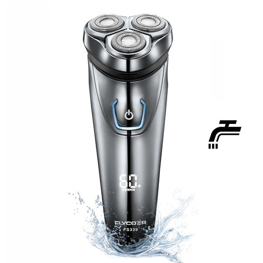 FLYCO Washable Rechargeable Rotary Men's Electric Shaver Razor with 3D Floating FS336