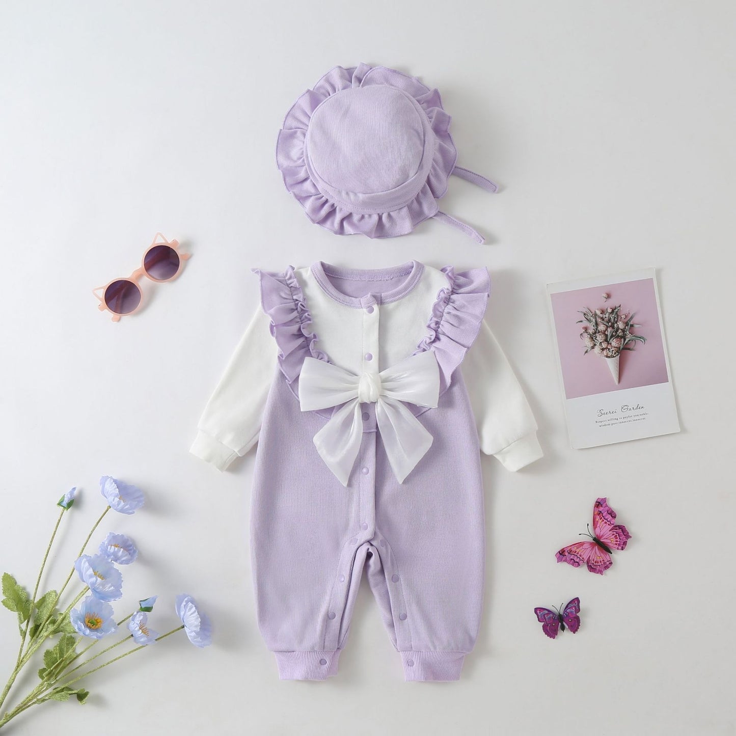 Baby Spring Clothes Newborn Female Baby Onesie Full Moon Out Jumper Plus Velvet Autumn And Winter Crawling Clothes