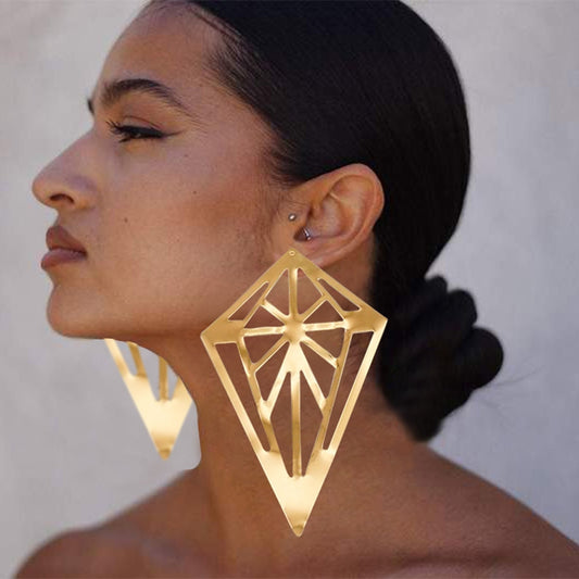 Special Pendant Geometric Earrings For Women Gold Color Metal Big Earring Wedding Party Gift Dangle Drop Earrings