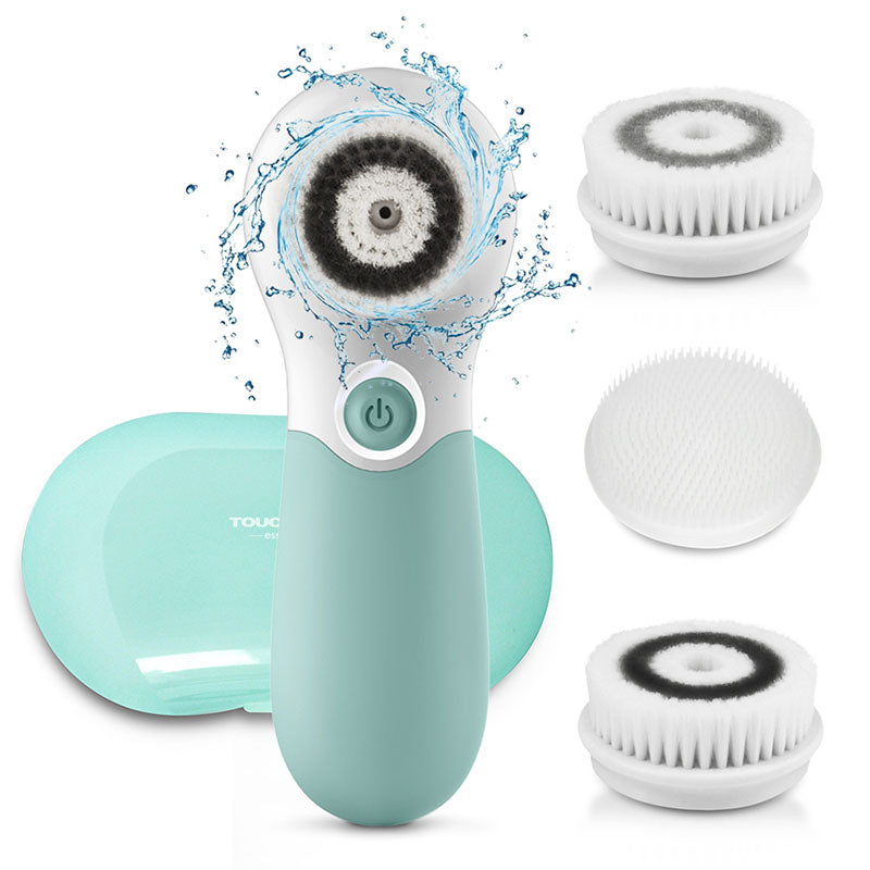 TOUCHBeauty Waterproof Facial Cleansing Spin Brush Set with 3 Exfoliating Brush Heads