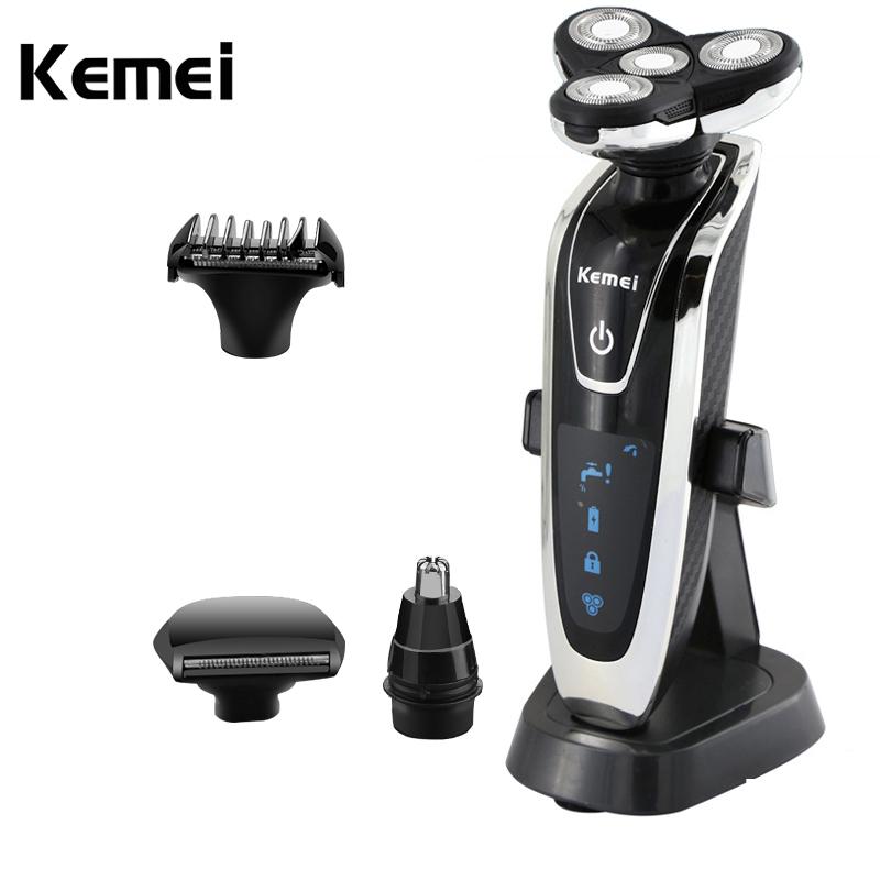 Kemei 3D Men's Electric Shaver Beard Trimmer Rechargeable waterproof 4 blade shaver Razor for Men Shaving Machine