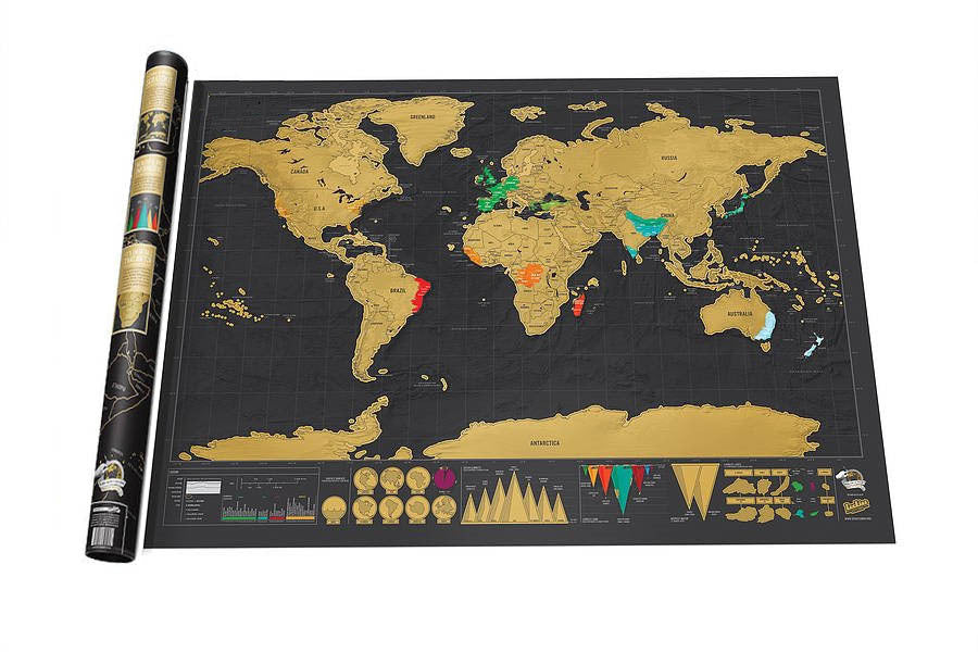 Deluxe Black Scratch Off Map World Map Best Decor School Office Stationery Supplies