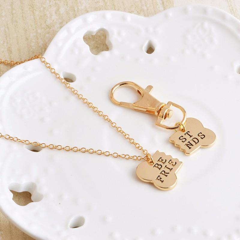 2pcs/set Dog Bone Best Friends Charm Necklace Key chain