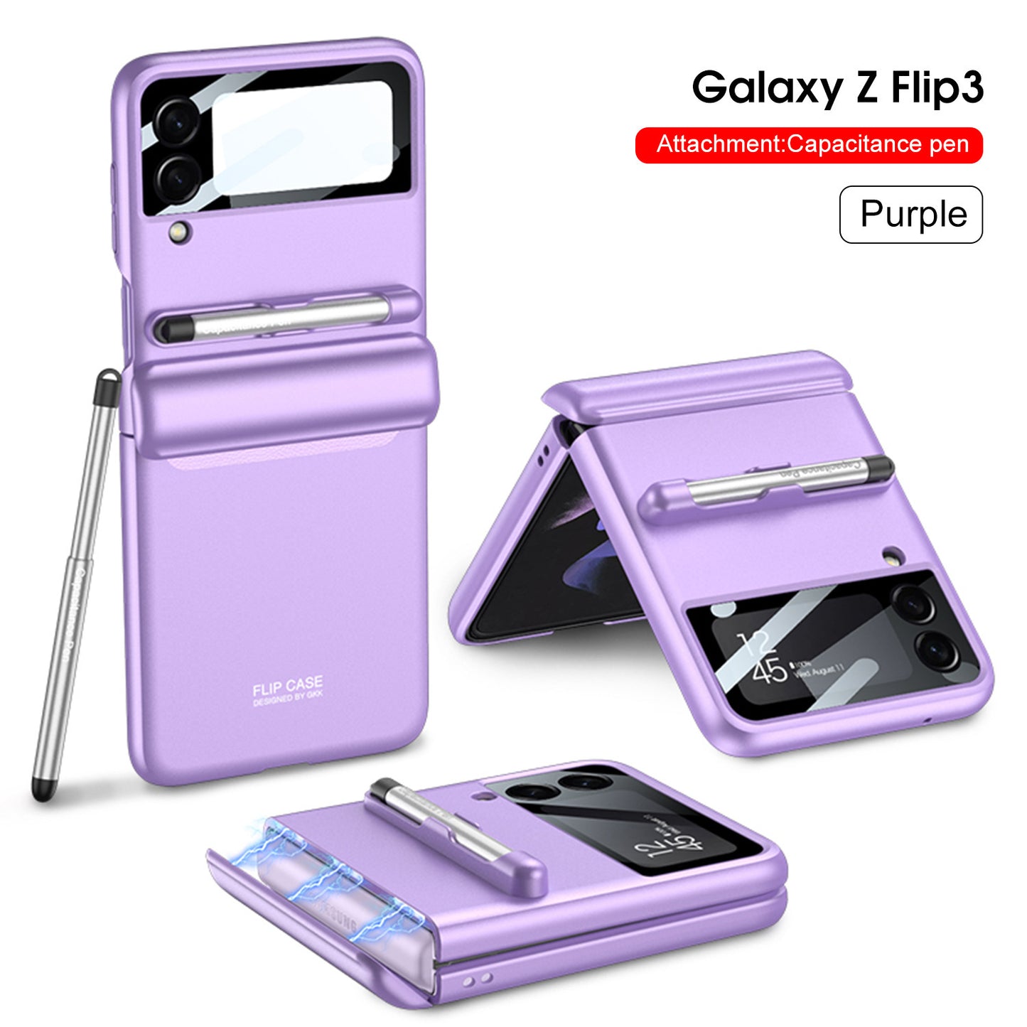 Suitable For Samsung Galaxy Z Flip3 Mobile Phone Cases Folding Screen Flip3 Protective Cover To Send Stylus Magnetic Suction Flip Phone Cover