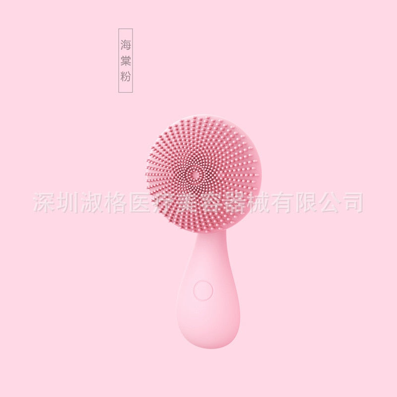 SJ01 Small Good Luck Bead Massage Sound-wave Silicone Face Cleaner Electric Multi-functional Facial Brush Rotating Rub