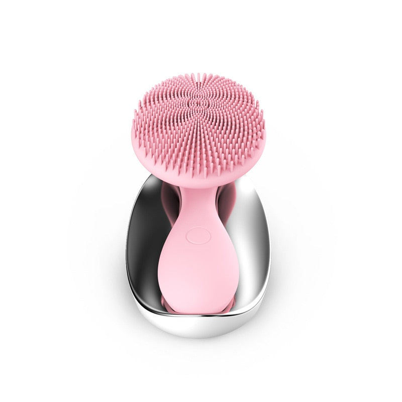 SJ01 Small Good Luck Bead Massage Sound-wave Silicone Face Cleaner Electric Multi-functional Facial Brush Rotating Rub