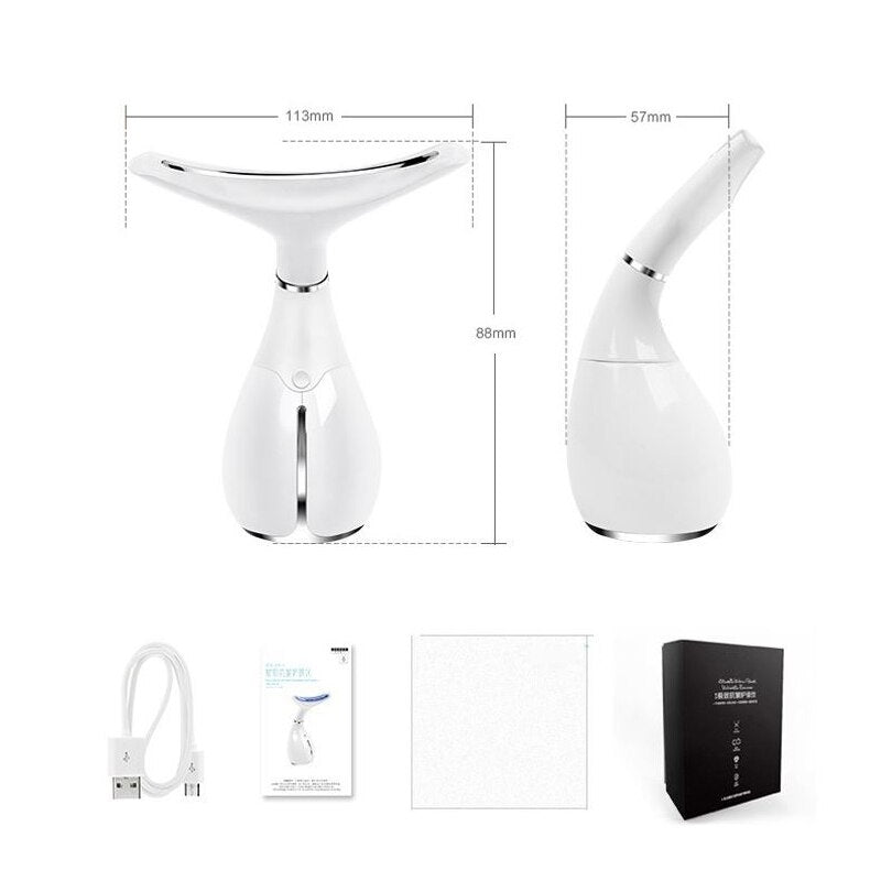 LED Photon Therapy  Neck and Face Lifting Massager Vibration Skin Tighten Reduce Double Chin Anti-Wrinkle Remove Device