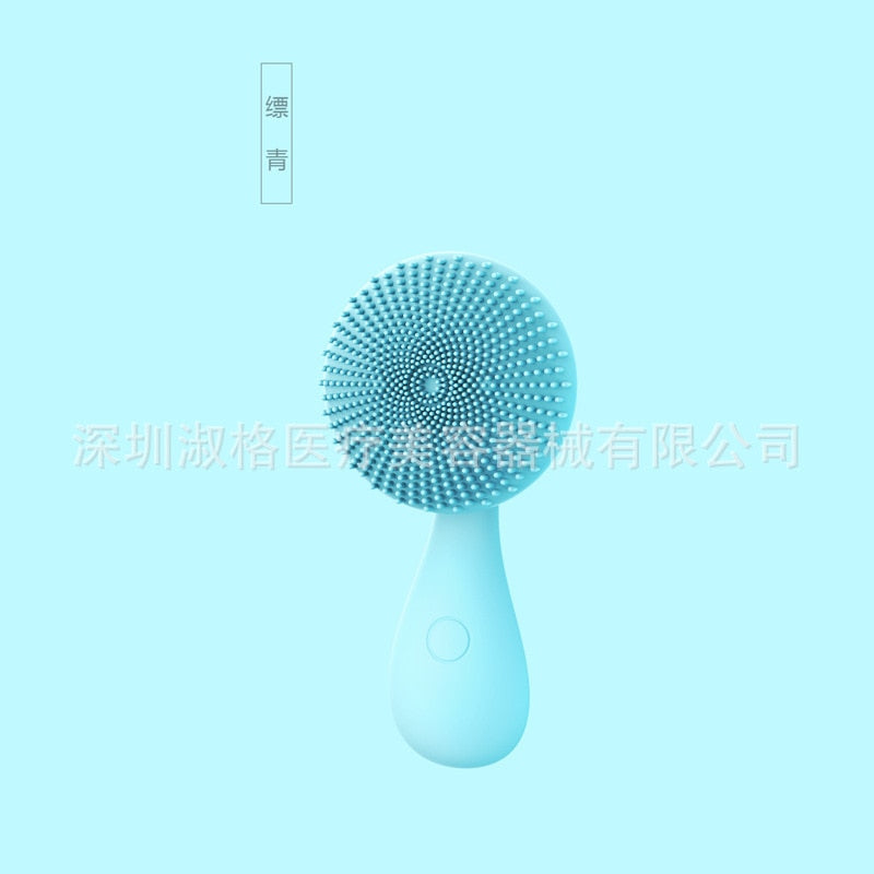 SJ01 Small Good Luck Bead Massage Sound-wave Silicone Face Cleaner Electric Multi-functional Facial Brush Rotating Rub