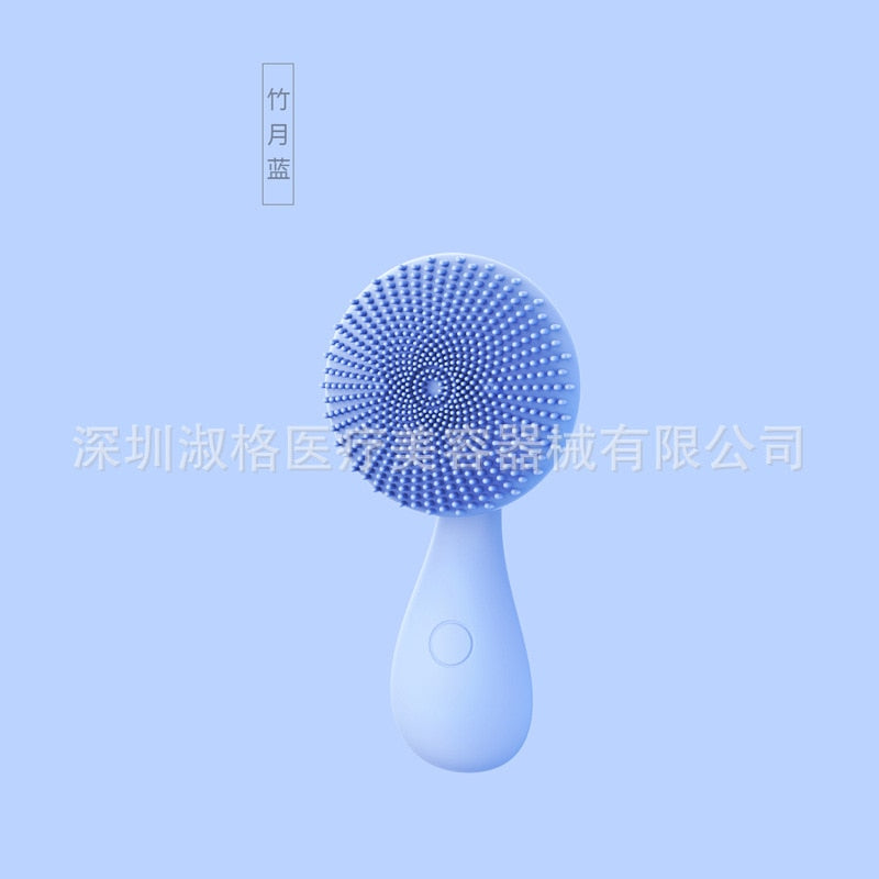 SJ01 Small Good Luck Bead Massage Sound-wave Silicone Face Cleaner Electric Multi-functional Facial Brush Rotating Rub