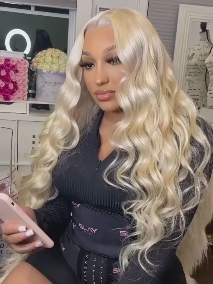 613 Lace Front Wig Human Hair 13x4 Transparent Lace Body Wave Blonde Lace Front Wigs Human Hair 613 HD Lace Frontal Wig 150 Density Blonde Wig Human Hair 613 Frontal Wig Pre Plucked