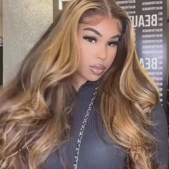 250 Density 28 30 Inch Highlight Long Body Wave Lace Front Wigs 427 Honey Blonde 13x6x1 T Part Human Hair Wig Brown Blonde Pre Plucked With Baby Hair Invisible Lace Wig For Women Girls