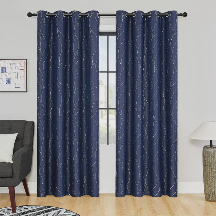 1pc Heat Insulating Geometric Pattern Curtain Oil Print Blackout Curtains For Home Decor Grommet Top For Bedroom Living Room Office And Study Room