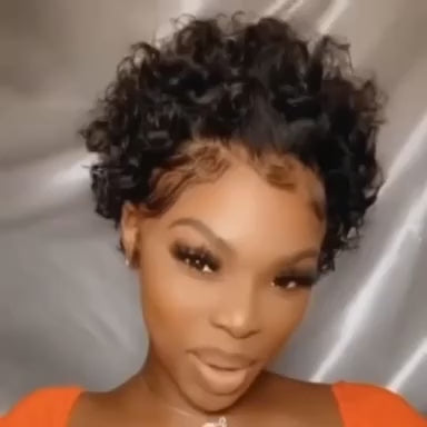 180 Density 13x1 Lace Front Human Hair Wig Short Curly Lace Front Wigs 13x1 Brazilian Water Wave Human Hair Wigs Pixie Cut Transparent Lace Front Wigs For Women