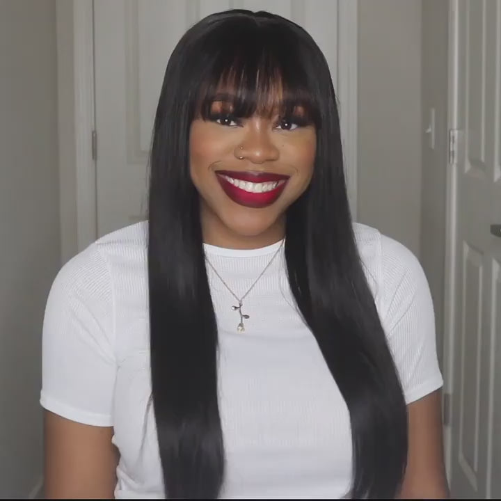 Straight Human Hair Wigs Full Machine Made Wigs No Lace Brazilian Human Hair Wigs For Women Straight Remy Human Hair Wigs Natural Color 2032762 Cm
