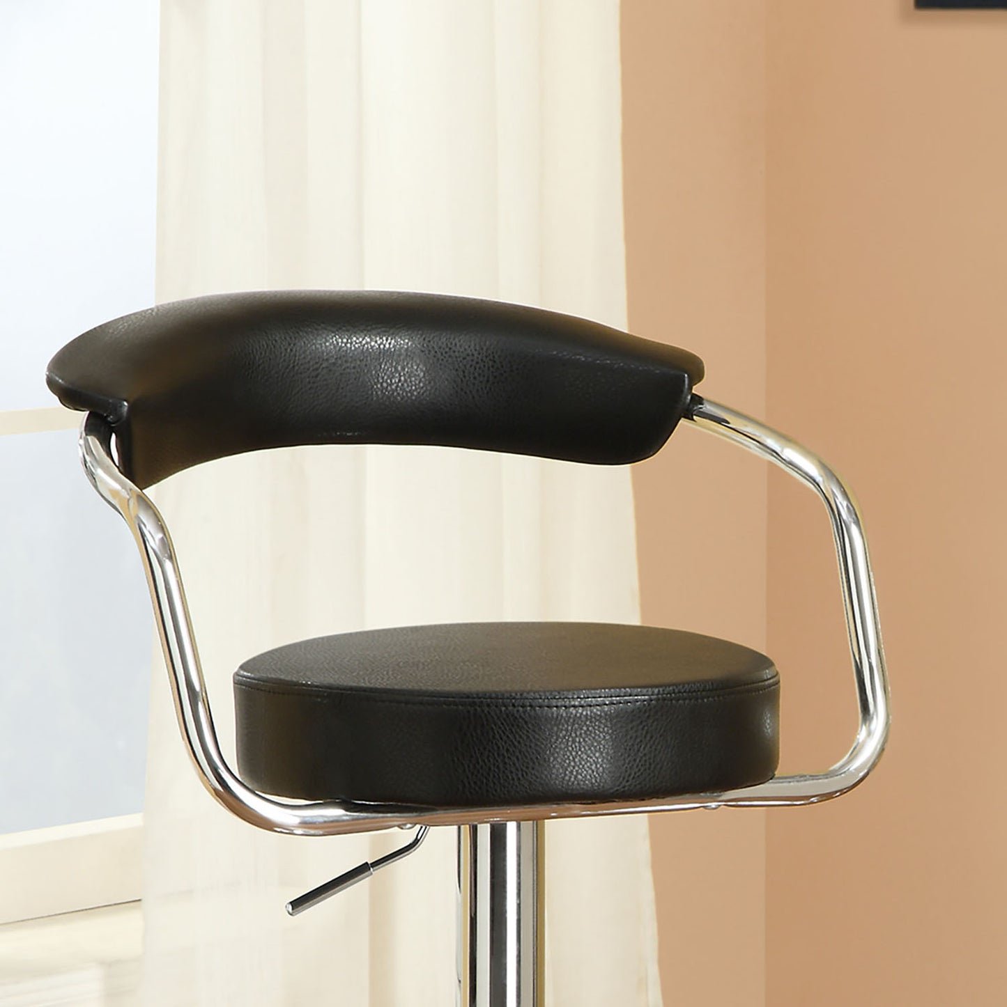 Set of 2 Black Faux Leather Bar Stools