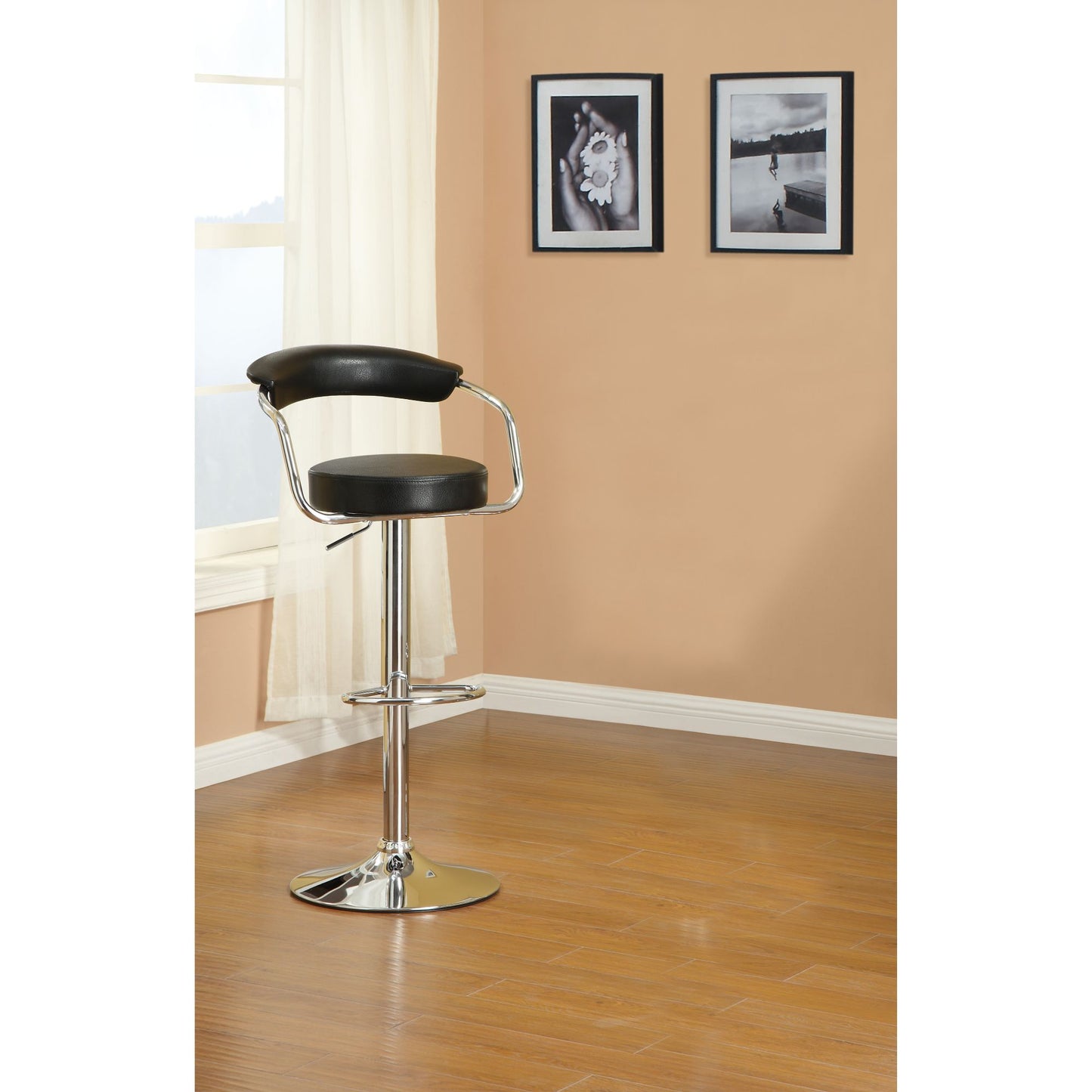 Set of 2 Black Faux Leather Bar Stools