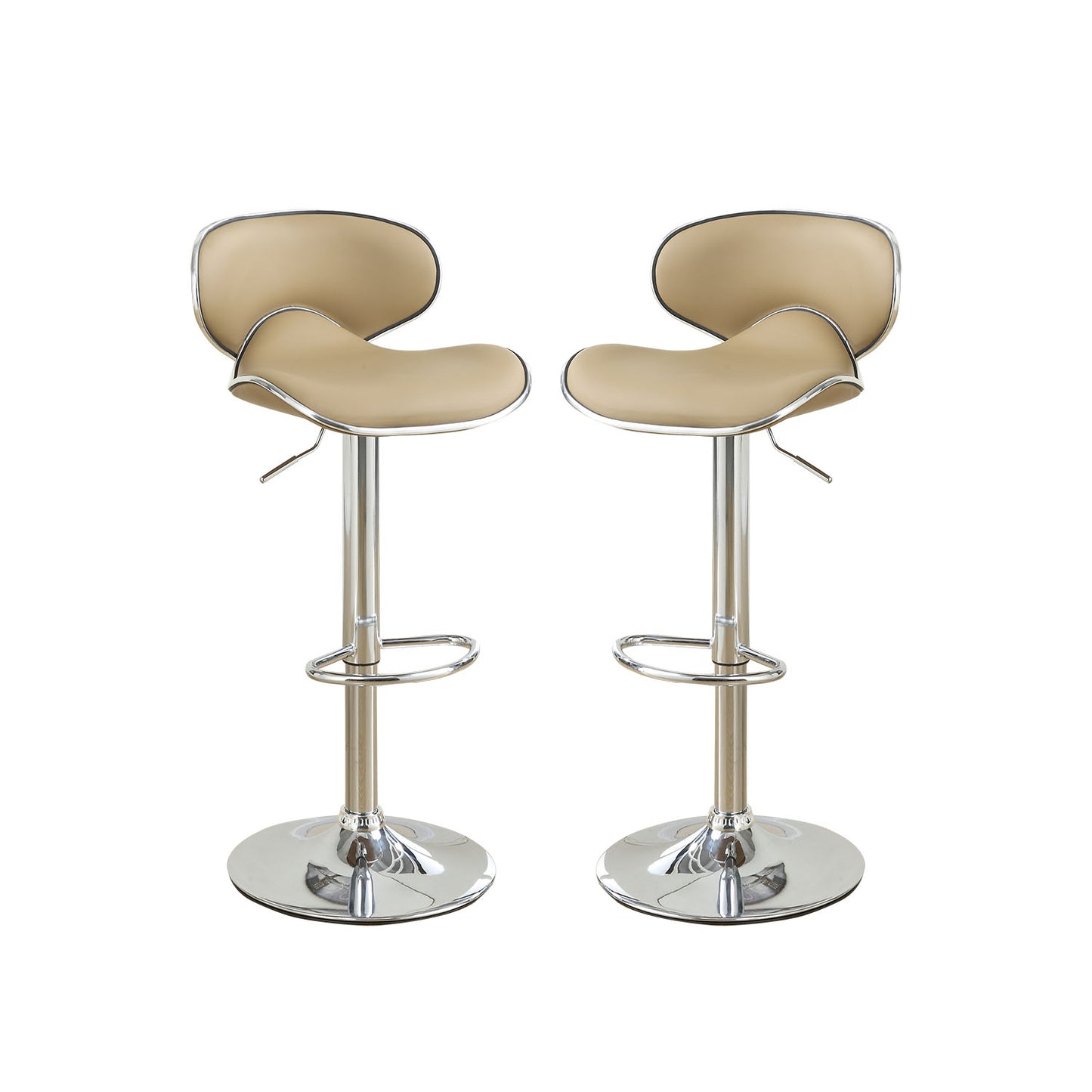 Adjustable Brown Faux Leather Bar Stools, Set of 2