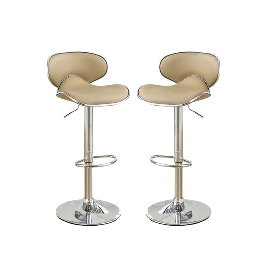 Adjustable Brown Faux Leather Bar Stools, Set of 2