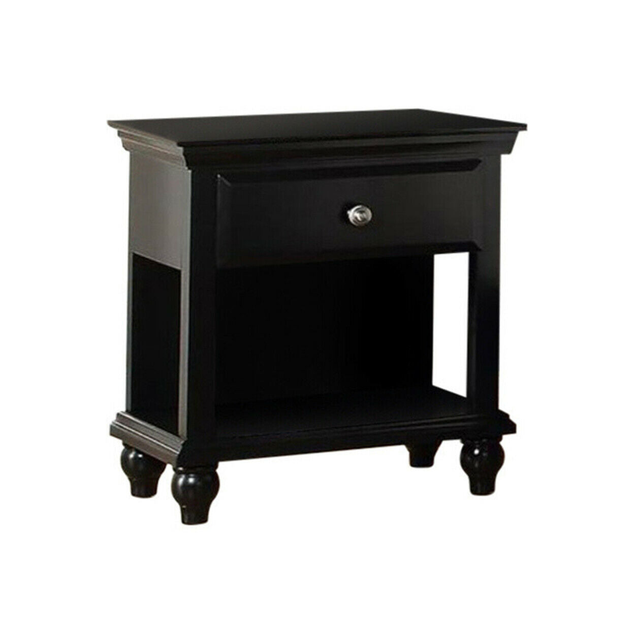 Lyndon Nightstand With One Drawer And Shelf In Black Finish